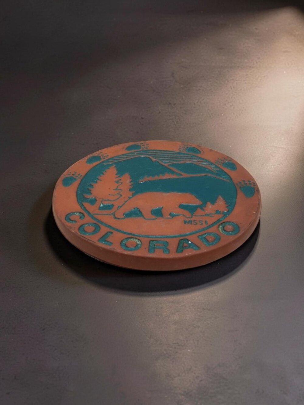 Vintage Colorado Brown,Green Terracotta 6.25" Diameter Trivet. - Picture 5 of 9
